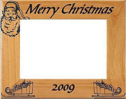 Christmas Engraved Picture Frame - Personalized | Laser Engraved Wood Frame - 3 Sizes Decade Awards