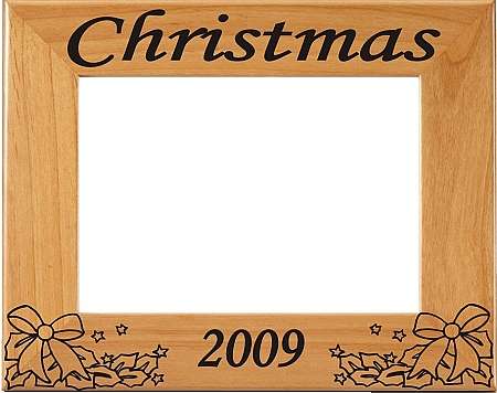 Christmas Holly Picture Frame - Personalized | Laser Engraved Wood Frame - 3 Sizes Decade Awards