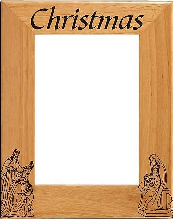 Christmas Nativity Picture Frame - Personalized | Laser Engraved Wood Frame - 3 Sizes Decade Awards