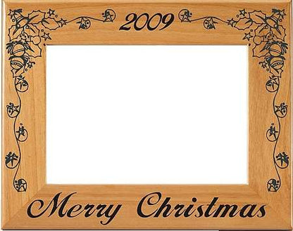 Christmas Picture Frame - Personalized | Laser Engraved Wood Frame - 3 Sizes Decade Awards