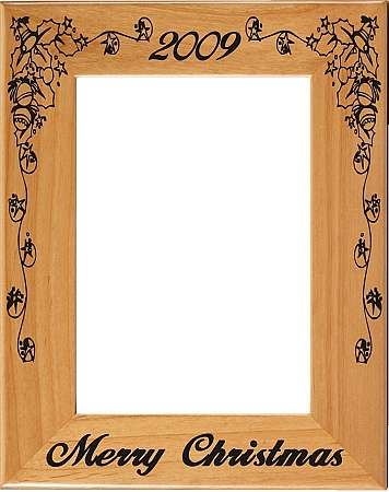 Christmas Picture Frame - Personalized | Laser Engraved Wood Frame - 3 Sizes Decade Awards