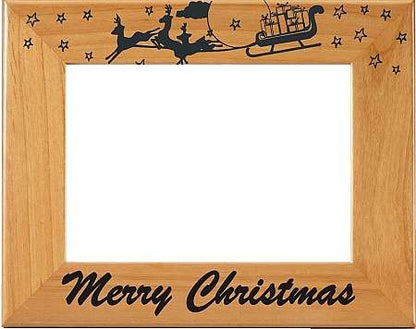 Christmas Reindeer Picture Frame | Laser Engraved Wood Frame - 3 Sizes Decade Awards
