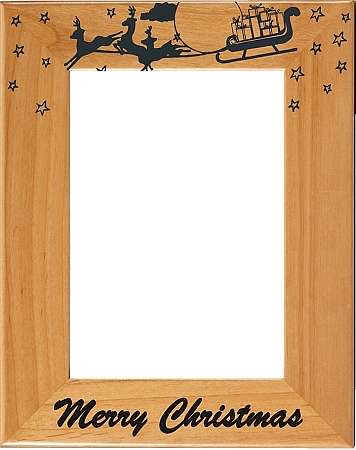 Christmas Reindeer Picture Frame | Laser Engraved Wood Frame - 3 Sizes Decade Awards