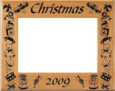 Christmas Toy Border Picture Frame - Personalized | Laser Engraved Wood Frame - 3 Sizes Decade Awards