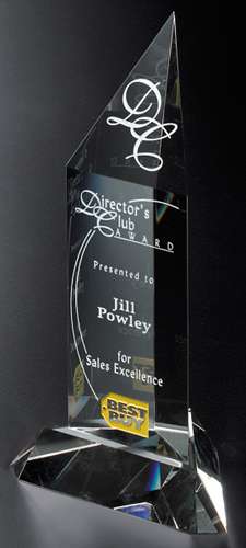 Churchill Peak Crystal Corporate Award | Engraved Crystal Tower - 11.5", 12.75" or 14.25" Decade Awards