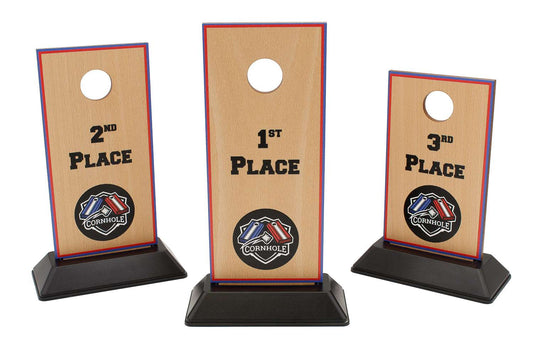 Cornhole Board Trophy - Plastic Base / Engraved Cornhole 1st, 2nd or 3rd Place Award Decade Awards