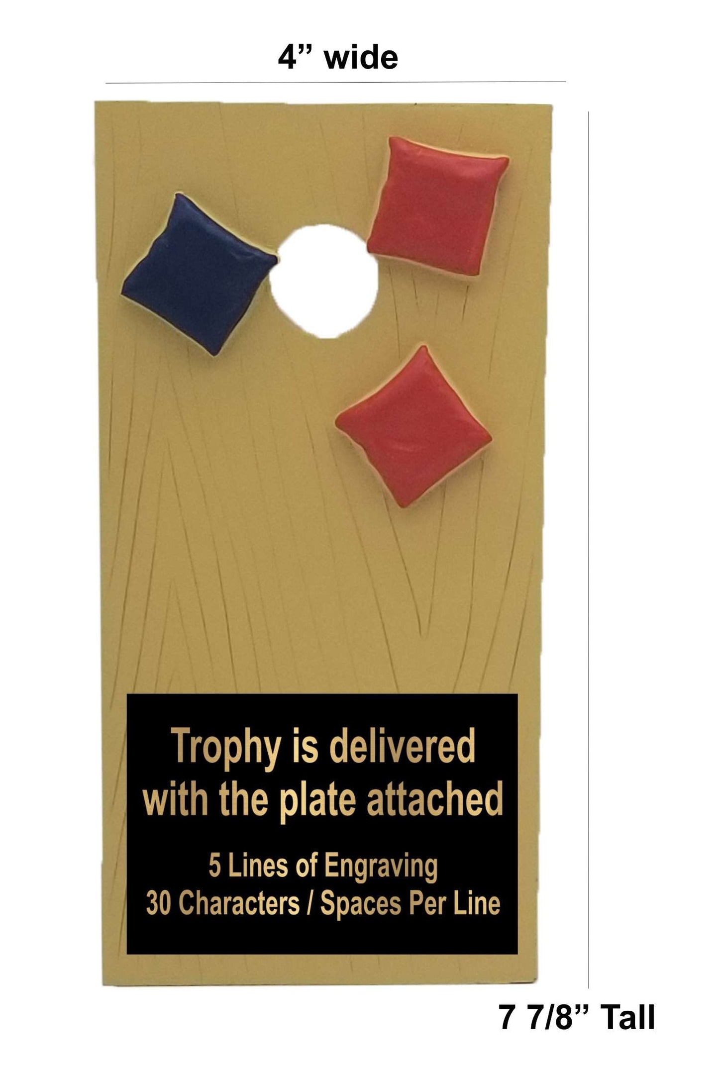 Cornhole Trophy / Engraved Bean Bag Toss Award - 7.875 Inch Tall Decade Awards