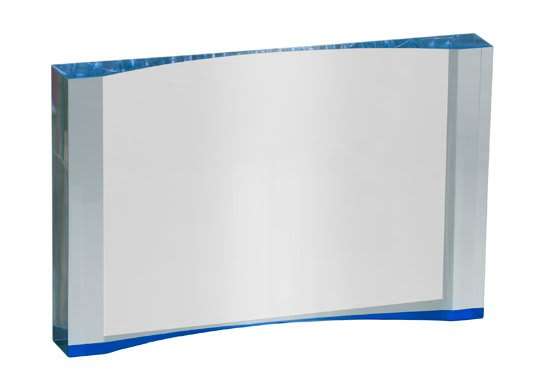Crescent Acrylic Award - Blue or Gold | Engraved Acrylic Award - 3.5" x 5" OR 4.5" x 7" Decade Awards
