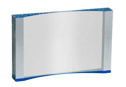 Crescent Acrylic Award - Blue or Gold | Engraved Acrylic Award - 3.5" x 5" OR 4.5" x 7" Decade Awards