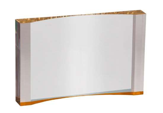 Crescent Acrylic Award - Blue or Gold | Engraved Acrylic Award - 3.5" x 5" OR 4.5" x 7" Decade Awards