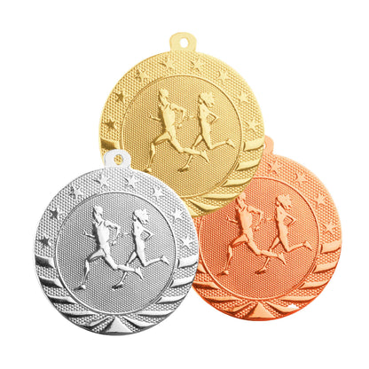 Cross Country StarBrite Medal - Gold, Silver, Bronze | Engraved StarBrite Running Medallion - 2 Inch Wide Decade Awards