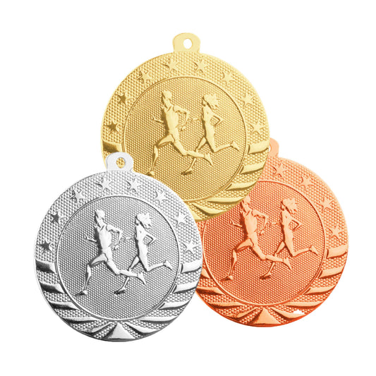Cross Country StarBrite Medal - Gold, Silver, Bronze | Engraved StarBrite Running Medallion - 2 Inch Wide Decade Awards