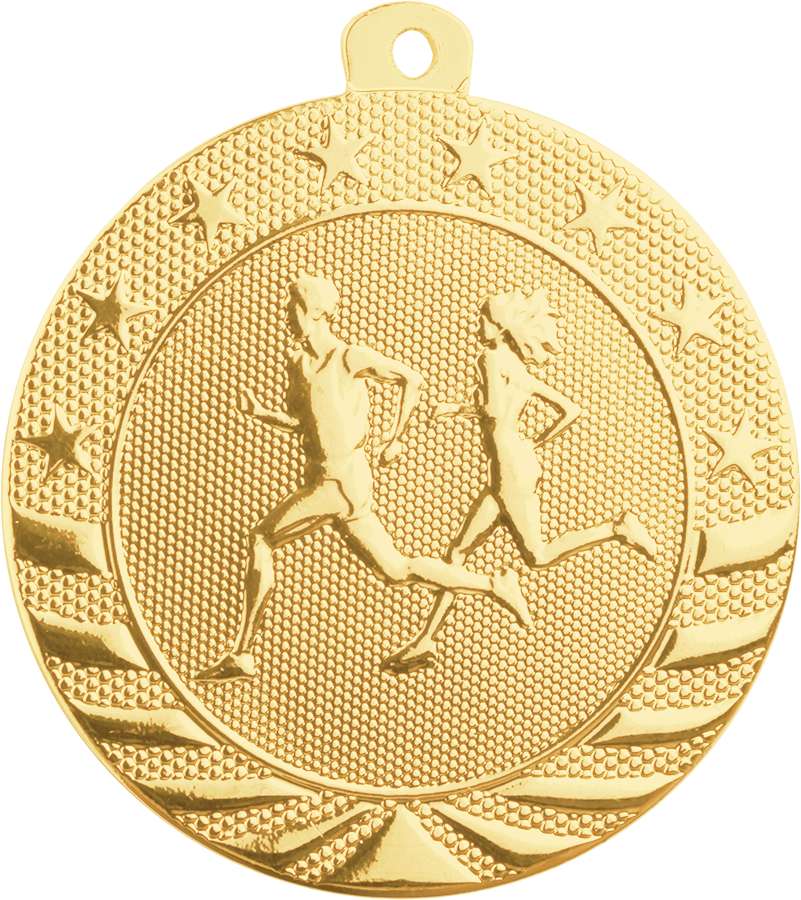 Cross Country StarBrite Medal - Gold, Silver, Bronze | Engraved StarBrite Running Medallion - 2 Inch Wide Decade Awards