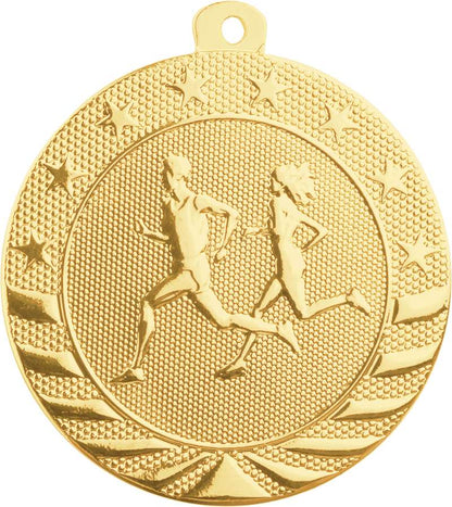 Cross Country StarBrite Medal - Gold, Silver, Bronze | Engraved StarBrite Running Medallion - 2 Inch Wide Decade Awards