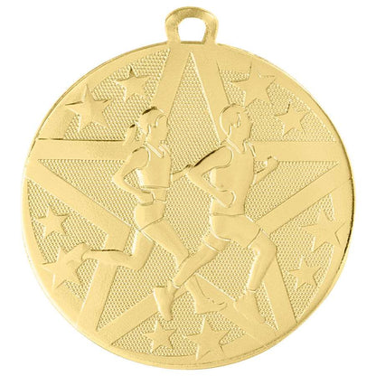 Cross Country Superstar Medal - Gold, Silver, or Bronze | Engraved Superstar Running Medallion - 2 Inch Wide Decade Awards