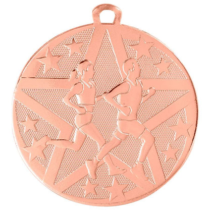Cross Country Superstar Medal - Gold, Silver, or Bronze | Engraved Superstar Running Medallion - 2 Inch Wide Decade Awards