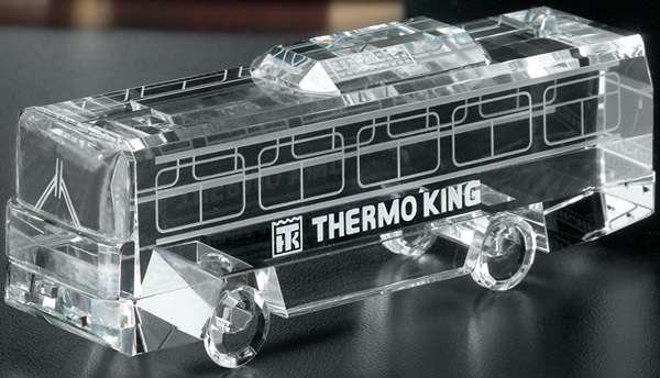 Crystal Coach Bus Corporate Award | Engraved Crystal Bus Award - 5.5" Wide Decade Awards