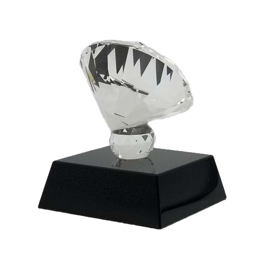 Crystal Diamond Trophy | Engraved Diamond Award - 3.75" x 3.5" Decade Awards