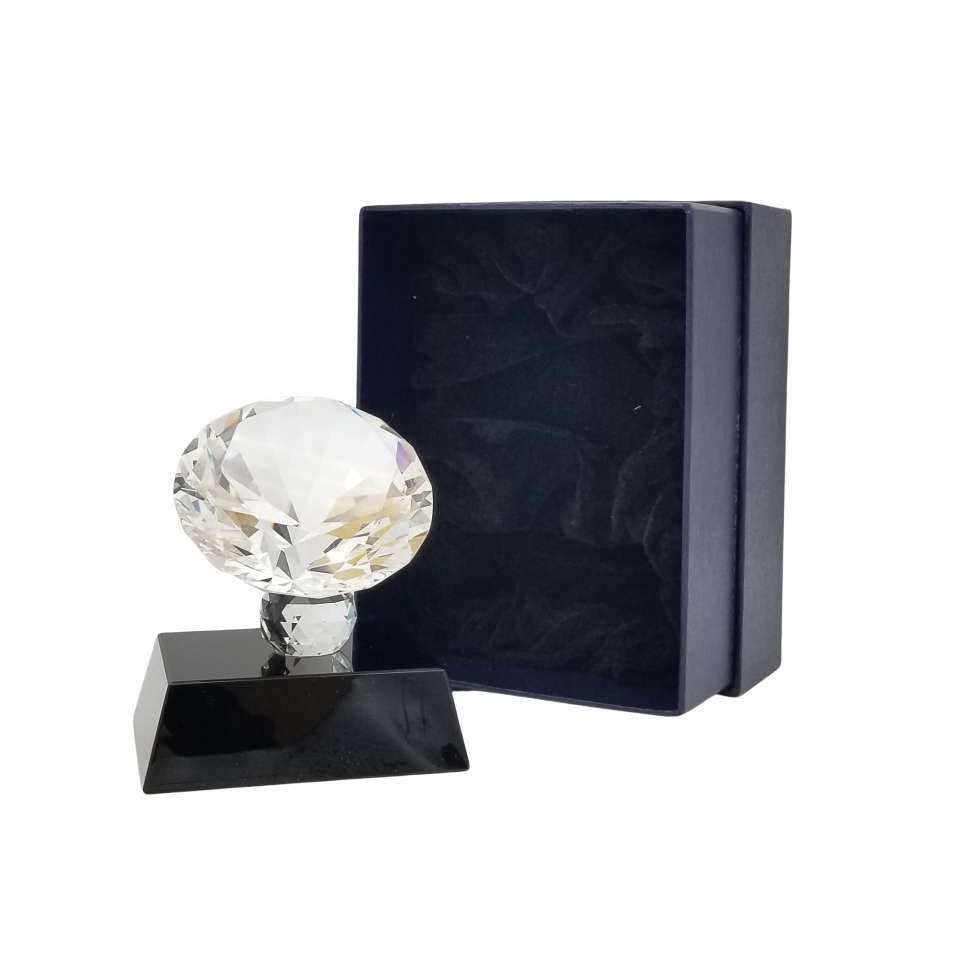 Crystal Diamond Trophy | Engraved Diamond Award - 3.75" x 3.5" Decade Awards
