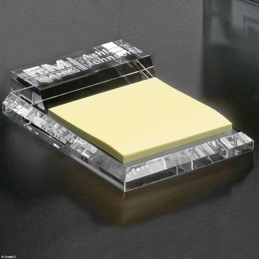 Crystal Notepad Holder - Kelsey | Engraved Crystal Note Holder - 3.5" W x 1" H x 5" D Decade Awards