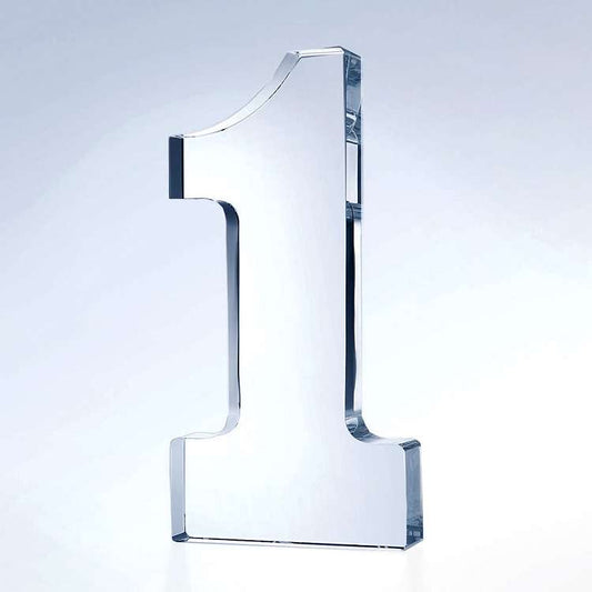 Crystal Number 1 Trophy | Engraved #1 Crystal Award - 5" or 6" Tall Decade Awards