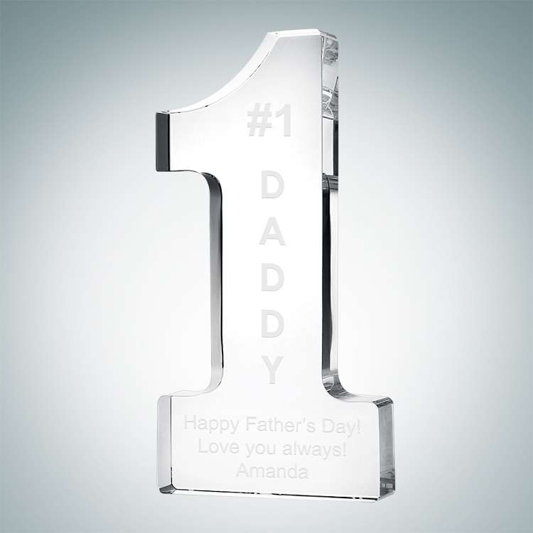 Crystal Number 1 Trophy | Engraved #1 Crystal Award - 5" or 6" Tall Decade Awards