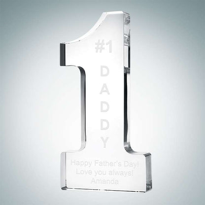 Crystal Number 1 Trophy | Engraved #1 Crystal Award - 5" or 6" Tall Decade Awards