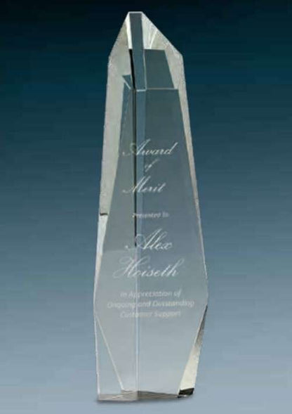 Crystal Obelisk Award - 12 Inch Tall | Engraved Crystal Award Decade Awards