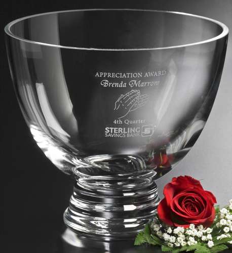 Crystal Bowl - Corporate Award | Engraved Crystal Bowl - 8.5" x 7.5" Decade Awards