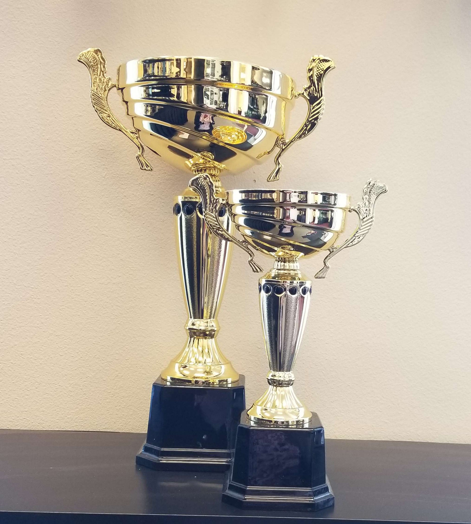 Cup Trophy - Gold | Engraved Classic Gold Cup Award with Accent - 10" or 14.5" Decade Awards