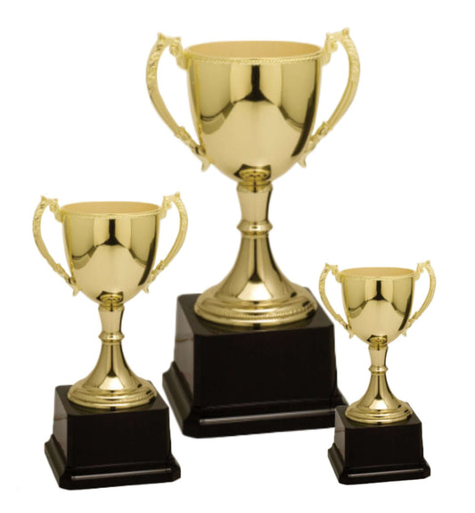 Cup Trophy Grand | Engraved Gold Zinc Metal Cup Award - 6.75", 8.75" or 12.75" Decade Awards