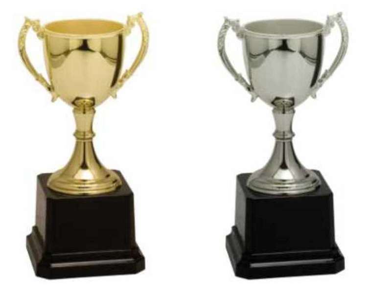 Cup Trophy Grand | Engraved Silver Zinc Metal Cup Award - 6.75", 8.75" or 12.75" Decade Awards