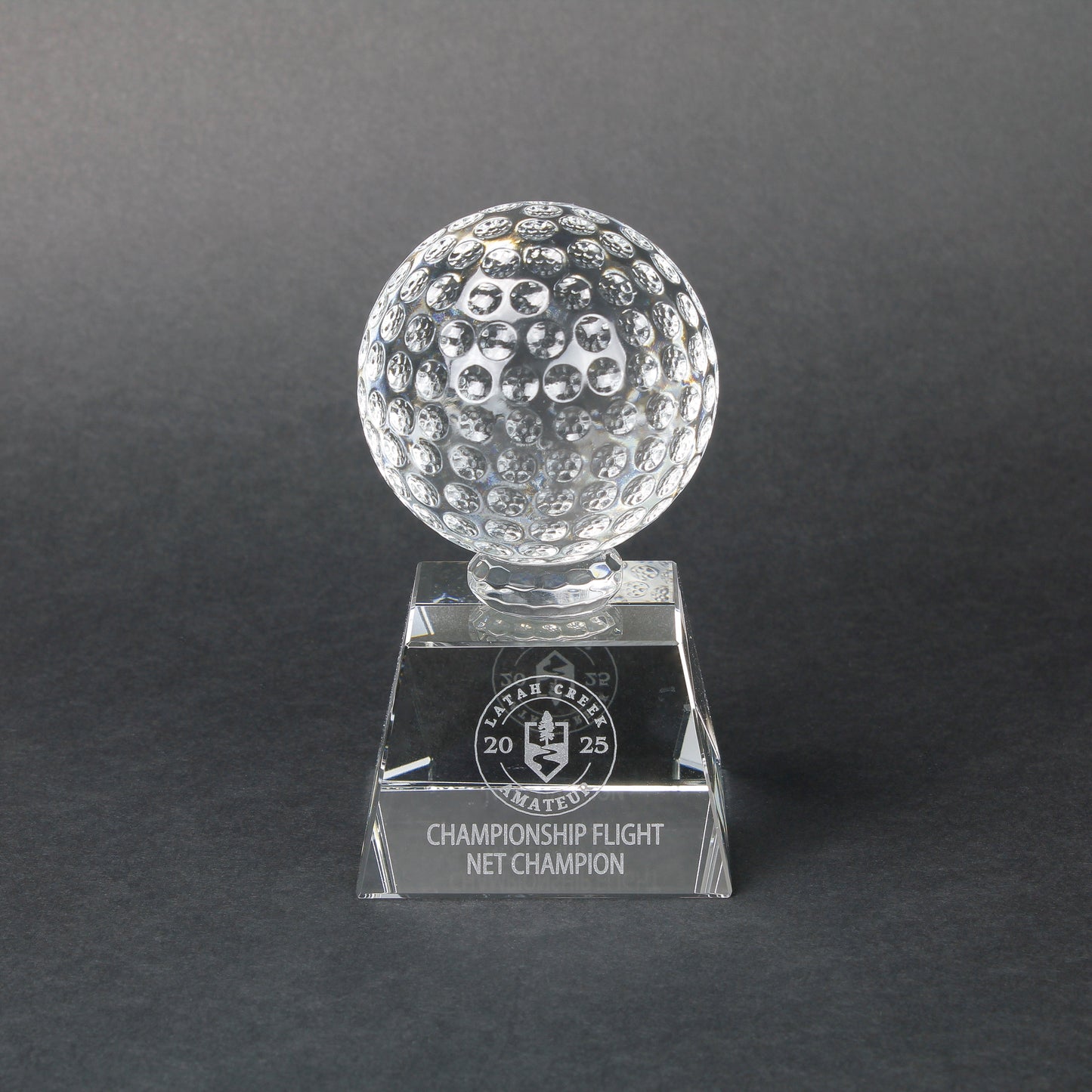 Golf Ball Crystal Trophy  - 3.5 Inch Tall | Engraved Crystal Golf Ball Award Decade Awards