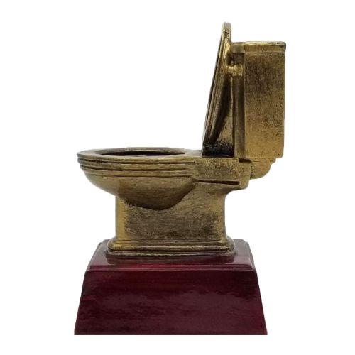 Gold Toilet Bowl Trophy, Poker | Engraved Last Place Card Game Award - 6 Inch Tall Decade Awards
