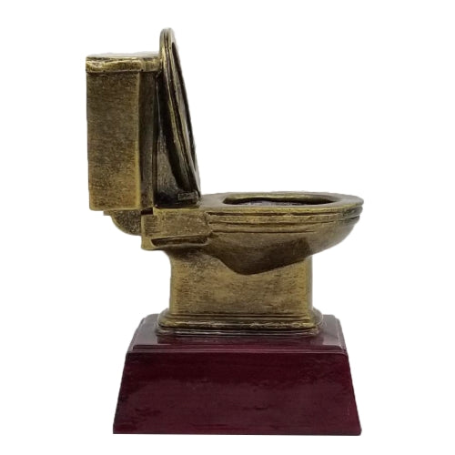 Gold Toilet Bowl Trophy, Cornhole | Engraved Golden Throne Last Place Shucker Award - 6 Inch Tall Decade Awards