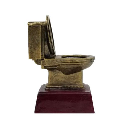Gold Toilet Bowl Trophy, Turd Place | Engraved Golden Throne Last Place LOSER Award - 6 Inch Tall