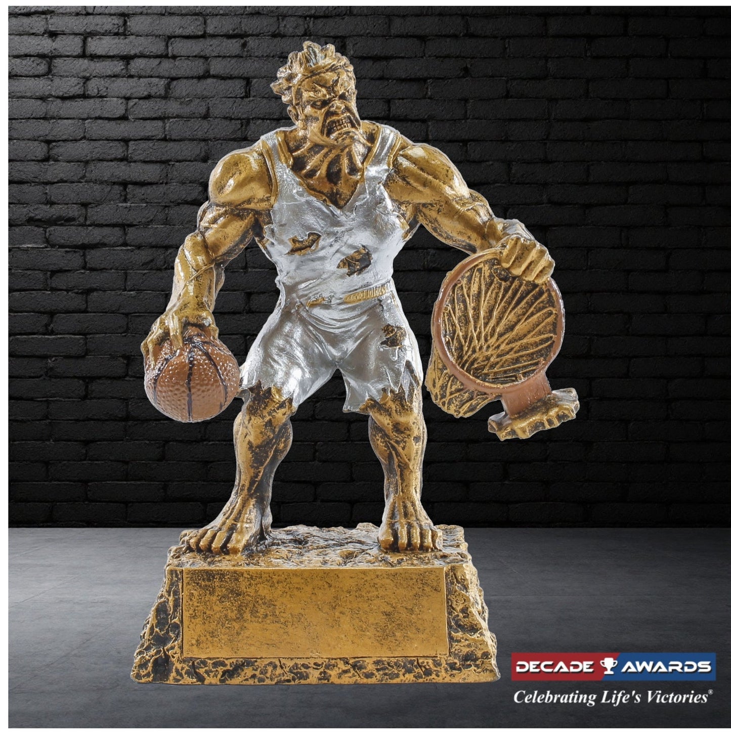 LARGE Monster Basketball Trophy | Engraved Basketball Beast Award - 9.5 Inch Tall Decade Awards
