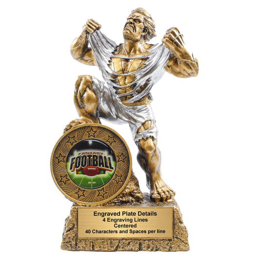 Fantasy Football League LARGE Monster Trophy | Engraved FFL GIANT Beast Award - 9.5 Inch Tall