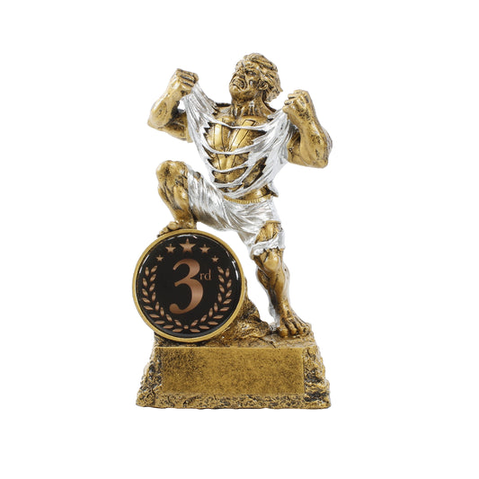 3rd Place Monster Trophy | Engraved #3 Beast Award - 6.75 Inch Tall Decade Awards