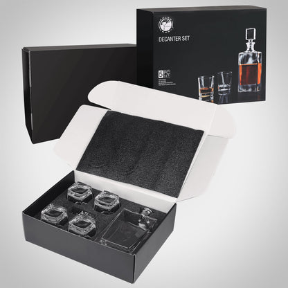 Custom Engraved Rectangular Decanter Set with 4 Glasses - Personalized Gift Decade Awards