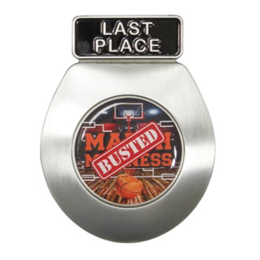 Toilet Seat Last Place Medal, Silver | Engraved Toilet Seat Medal with TP Loser Neckband- 3.25 Inch Wide Decade Awards
- Busted Bracket