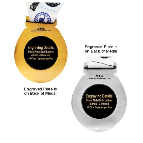 Toilet Seat Last Place Medal, Silver or Gold | Engraved Toilet Seat Medal with TP Loser Neckband- 3.25 Inch Wide Decade Awards