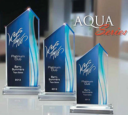Aqua Series Acrylic Trophy | Personalized Corporate Award | 9.25, 10.75 or 12.25 Inches Tall