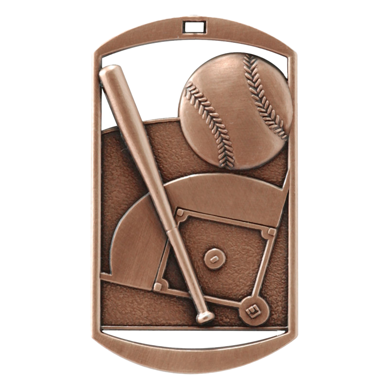 Personalized Baseball / Softball Medal with Ribbon | Gold Silver or Bronze | Baseball Dog Tag Medal | 1.5 x 2.75 Inches Wide