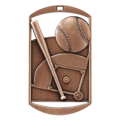 Personalized Baseball / Softball Medal with Ribbon | Gold Silver or Bronze | Baseball Dog Tag Medal | 1.5 x 2.75 Inches Wide