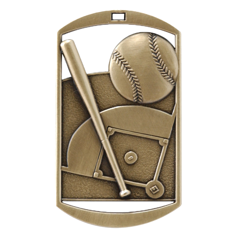 Personalized Baseball / Softball Medal with Ribbon | Gold Silver or Bronze | Baseball Dog Tag Medal | 1.5 x 2.75 Inches Wide