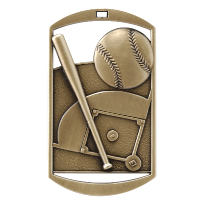 Personalized Baseball / Softball Medal with Ribbon | Gold Silver or Bronze | Baseball Dog Tag Medal | 1.5 x 2.75 Inches Wide