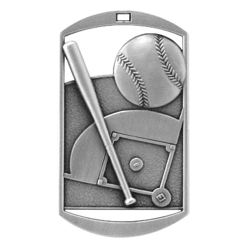 Personalized Baseball / Softball Medal with Ribbon | Gold Silver or Bronze | Baseball Dog Tag Medal | 1.5 x 2.75 Inches Wide