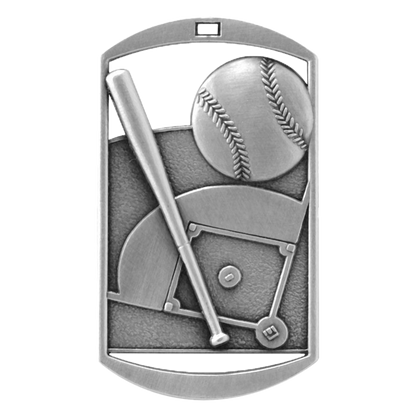 Personalized Baseball / Softball Medal with Ribbon | Gold Silver or Bronze | Baseball Dog Tag Medal | 1.5 x 2.75 Inches Wide