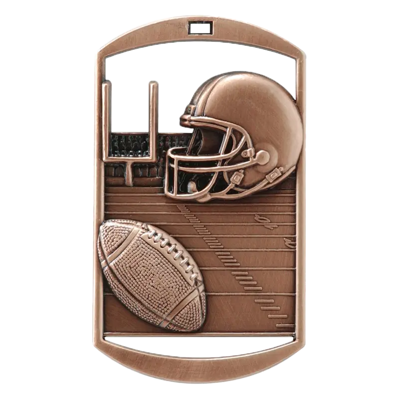 Personalized Football Medal with Ribbon | Gold, Silver or Bronze | Football Dog Tag Medal | 1.5 x 2.75 Inches Wide